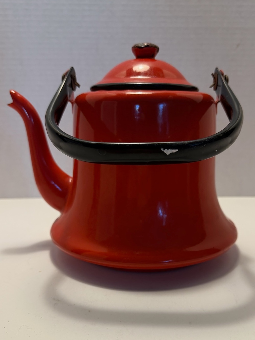 Lovely Otto Japan Red Enamel Teapot Mid Century MCM